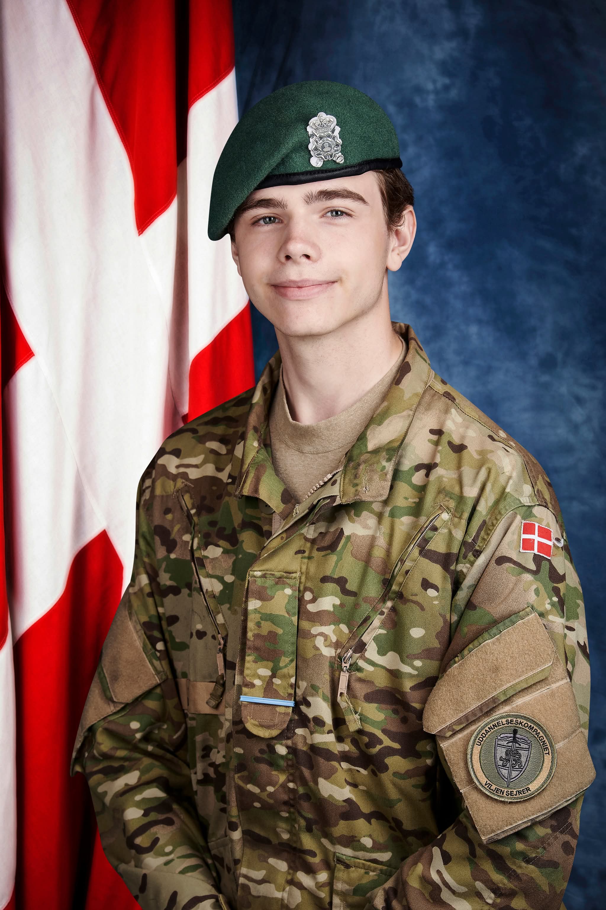 Markus in Danish Armed Forces uniform after completing basic education